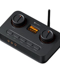 Top view of K7 DAC Headphone Amplifier For Desktop Gaming And Dope HiFi Music Setup with dials and inputs visible