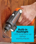All In One 4V Max Cordless Screwdriver With Pivoting Handle And Built In LED Light, Handy Rechargeable Flashlight Combo in use