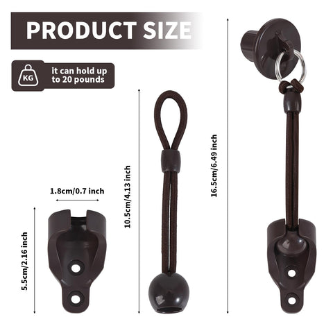 Brown Roller Shade Replacement Bungee Cords With Ball Ends Kit Two Pack End Caps shown with dimensions up to 20 pounds.