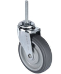 Heavy duty swivel caster wheels with rubber wheel and threaded stem, ideal for furniture, shelving, and carts.