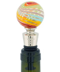 Murano Glass Bottle Stopper With Sunny Stripes, Handmade In Italy, Venetian Murano Craft, One Of A Kind Glass Cap For Wine Bottles