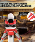 Beefy Aluminum Surveying Tripod With Five Eighth Inch 11 Threaded Flat Head Quick Clamp For Auto Level Equipment shown on construction site
