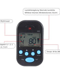 Front view of Mini LCD Digital Metronome With Clip And Lanyard Hole Pocketable Tempo Device for Guitar Piano Drums Black display BPM.