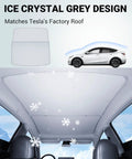 Motrobe Tesla Model Y sunshade roof in ice-crystal grey; foldable glass sunroof cover for 2020-2024 Model Y
