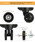 Replacement Luggage Wheel Set With Eight Rubber Swivel Caster Wheels 1.97 By 0.55 Inches 50 By 14 Millimeters Side View