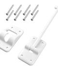 Top Shelf Six Inch T Style Entry Door Keeper Holds Your Camper Or Rv Outer Wall Tight While Keeping The Main Entrance Free For Hot Grills And Weekend Campouts, white plastic hardware with screws.