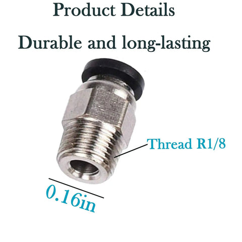 20Pcs PTFE Tube Connectors For 4mm Bowden Tubing Push To Connect Quick Fittings For 1.75mm 3D Printer Filament Pneumatic Couplers Tool Free Install Durable Adapters
