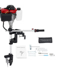 4 Stroke 53.2cc Outboard Motor with air cooling, hand start, gasoline engine, toolkit and manuals for inflatable boats