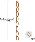 Antique Gold Lighting Chain For High Ceilings 19.7 Ft Heavy Duty Chandelier Pendant Extension with 2 connection locks, 19.7 ft length shown