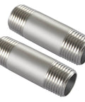 Stainless Steel Pipe Fittings Set Of Two One Quarter Inch NPT To One Quarter Inch NPT Male Threaded Nipples Two Inch Length 304 Stainless Steel