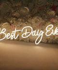 Lit 26 Inch By 7.9 Inch LED Neon Sign Best Day Ever With Dimmer 12V Power Adapter Acrylic Backplate Wall Decor
