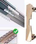 Rock Solid Heavy Duty Double Rail Sliding Barn Door Hardware Kit featuring aluminum track and gliding wheels for easy installation.