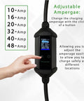 Level 2 Electric Vehicle Charger 30 Foot Cord 40 Amp 240V Charging Station with adjustable amperage display and button
