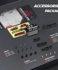 Rock Solid 50Kg Waterproof Brushless RC Servo Motor Featuring Plug And Play Winch Switch Mode, accessories including horn and screws.