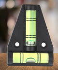 Omquot Crystal Clear T Spirit Level with Installation Hole; Portable ABS Acrylic Measuring Instrument for Camera, 30±6°Accuracy, showing front view.