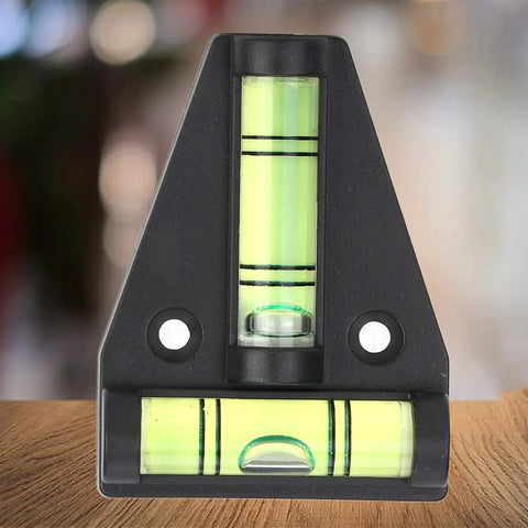 Omquot Crystal Clear T Spirit Level with Installation Hole; Portable ABS Acrylic Measuring Instrument for Camera, 30±6°Accuracy, showing front view.