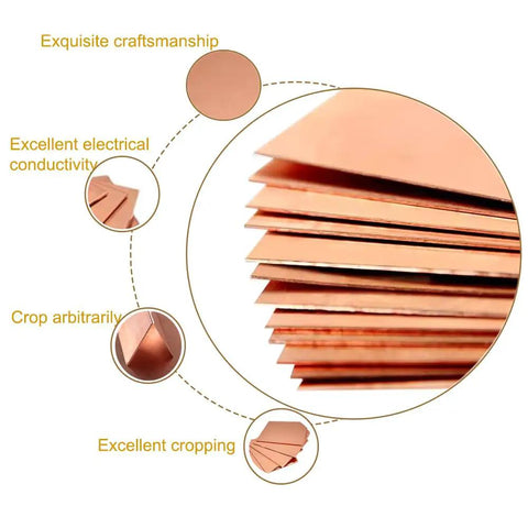Ultra Pure Copper Sheet 99.99% Copper, 0.3x100x200mm 12 Gauge 2mm Thick, Ideal for DIY Projects, Makers Jewelry, Repairs and Experiments, Industrial Grade Metal Plate Easy to Cut, Weld, Bend, and Form. stacked copper sheets for cutting and conductivity