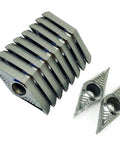 Top Notch 10Pc Indexable Carbide Lathe Tool Set For Internal Turning Machining Aluminum And Steel Workpieces With Cool Cnc Inserts, showing carbide inserts.