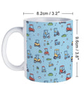 Heavy Duty Ceramic Travel Coffee Mug Featuring A Stylish Golf Cart Design Perfect For Grabbing Your Daily Grind In The Kitchen Or Office Solid Build Tea Cup For Smooth Sips, 9.6cm tall, with colorful golf cart pattern.