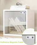 16 Set Double Magnetic Door Latches Self Adhesive L Shaped Acrylic Door Closures on a glass cabinet door with books