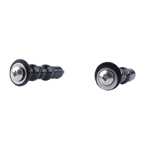 Two black rubber and stainless steel bolts from Top Mount Toilet Seat Hinge Replacement Kit With Expanding Rubber Nut Bolts, 2 Pack, Fits Most TOTO Toilets, Blind Hole Fixing, Stainless Steel Bolts And Rubber Bungs, Easy Tighten And Secure