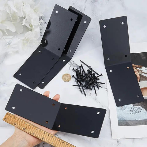 Beefy 6 Pack Inside 45 Degree Corner Brackets With 48 Screws, 8 Hole Iron Knee Braces For Furniture, Wood Posts, Pergolas And Lumber, Flush Mount Design, Rock Solid Support For Posts And Beams, Black Metal Bracket Set