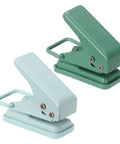 One Quarter Inch Hole Punch Two Pack Handheld Heavy Duty Metal Paper Puncher For Tags Tickets And DIY Crafts Scrapbooks in Green and Blue