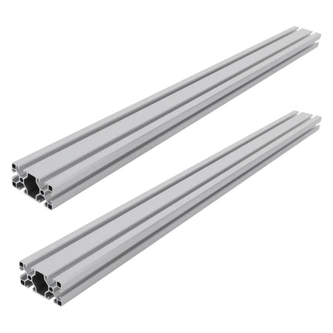 4080 T Slot Aluminum Profile Kit For 3D Printer And CNC DIY Builds Anodized Silver Linear Rail 1000mm Length Two Pack Heavy Duty Scratch Resistant 6063 Aluminum Extrusion showing linear slots in silver finish.