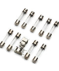 Assorted Glass Tube Fuses Kit 5x20mm Quick Blow 0.2A To 30A 250V Fast Blow Set with tin plated terminals shown
