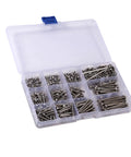 Solid 440 Piece Metric M3 Machine Screw Assortment Kit 304 Stainless With Hex Heads Two Hex Keys Ideal For Machinery Electronics Repair Needing Rust Proof Fasteners That Stay Secure Stop Loosening For Pros And DIYers Keep Gear Tight On Project in storage case