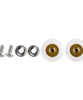 Heavy Duty Screen Roller Assembly 2 Pack Replaces 9311006 for Top Hung Sliding Patio Doors, includes concave wheels and screws.