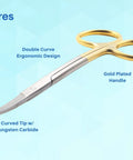 Double Curved Scissors Four And A Half Inch With Pro Grade Tungsten Carbide Inserts And Gold Plated Handle LaGrange Design
