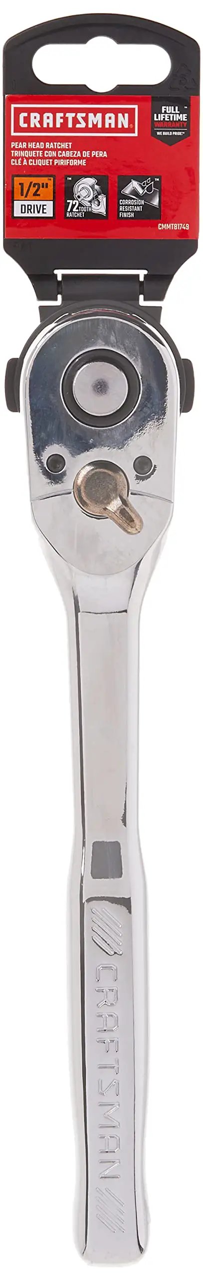 Half Inch Drive 72-Tooth Pear Head Ratchet Wrench With Chrome Finish, Minimal Arc Swing, Large Size Markings For Quick Identification, Corrosion Resistant, Meets ASME Specs For Fast, Smooth, Pro Grade Performance In The Shop Or At Home