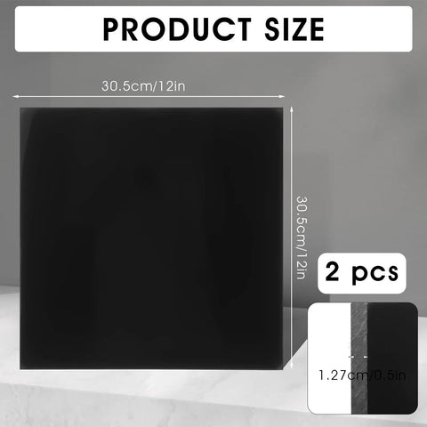 Two Piece Black HDPE Sheet Set 12 Inch By 12 Inch By One Half Inch Thick Workhorse Quality Durable High Density Polyethylene Plastic Sheets