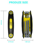 Top Shelf 17 Piece Folding Allen Wrench Set With Flex Head Metric And SAE Hex Keys, showing compact dimensions and SAE grip.