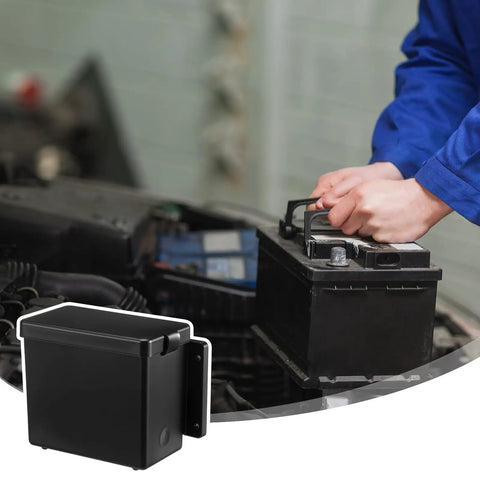 Bulletproof 3 Pack Breakaway Battery Box For Trailers And Travel Trailers Lockable Spare Battery Case in use, showing durable weatherproof material.