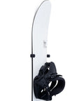 Fresh Snowboard Wall Mount Storage Rack With Edge Safe Grip Pads For Vertical Board Display and clean floating shelf design showcasing a white snowboard with black bindings.