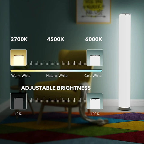 2 Pack Corner Floor Lamp With Remote And Smart App Control, adjustable brightness levels and color temperatures, living room setup