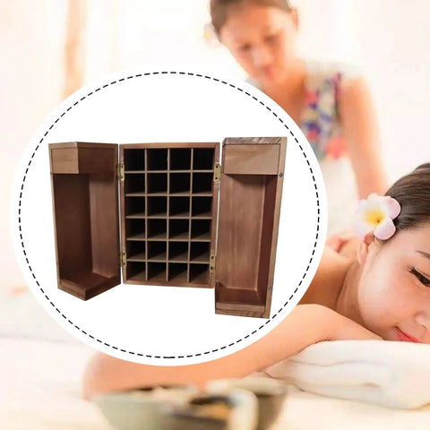 Badass Wooden Storage Box Featuring Twenty Four Compartments For Essential Oils And Perfume Collections, 24 slots, open view