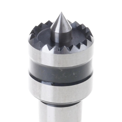 Durable Steel MT1 Mt2 Live Center Bearing Tailstock with pointed tip for wood turning metalworking lathe tool support.