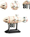 Airship Model Collectible Ornament With Stand For Living Room And Café Iron Craft In White Large Size Realistic Vintage Airship Decor