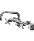 Kitchen Wall Faucet With Two Cross Handles In Brushed Nickel Finish Wall Mounted And Adjustable Spread From Three To Nine Inches Easy DIY