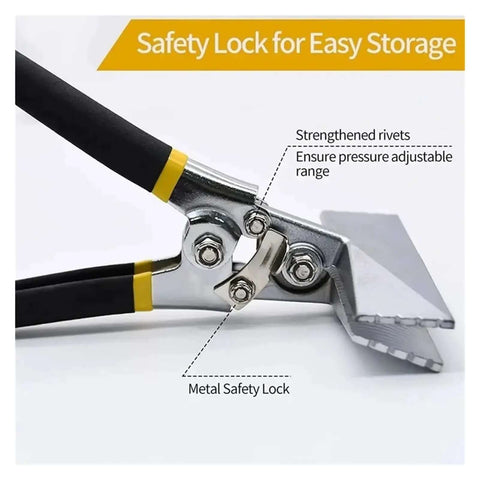 Heavy Duty Sheet Metal Bending Pliers With Wide And Straight Jaws 80Mm Opening Manual Seam Pliers with safety lock feature
