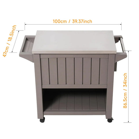 120 Quart Outdoor Rolling Cooler With Wheels Bottle Opener And Built In Shelves Stainless Steel Lid Backyard Ice Chest