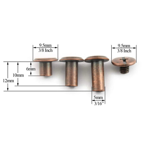 75 Piece Red Bronze Chicago Bindery Screw Assorted Kit showing various sizes 5mm, 10mm, 12mm nickel plated carbon steel screws.