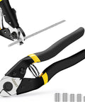 DISEN heavy-duty wire cutters with safety lock and spring; matte black/yellow handles; cuts up to 3/16 in wire