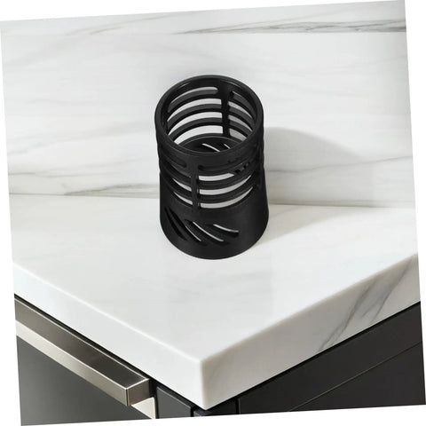 Heat Resistant Hot Air Tool Cover And Guard Cage on countertop, black protective cap for high temp nozzles, universal shield