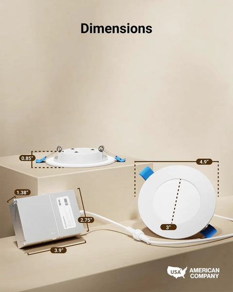 Dimensions of Six Pack 4 Inch LED Recessed Lights Slim Canless Ceiling Fixture with Junction Box
