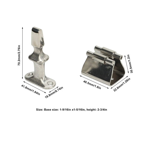 Rock Solid Marine Grade Stainless Steel Boat Door Holder Catch Heavy Duty Sealer for Yacht RV Van, close-up view with dimensions.