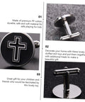 Cross Cufflinks For Men Titanium Steel Black Cross Design Decorative Shirt Buttons For Business And Formal Shirts 1 Pair Sharp Look Boss Vibe Odorless Eco Friendly Jewelry Grade Finish